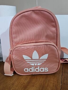 adidas Peachand White  Trefoil Mini Backpack